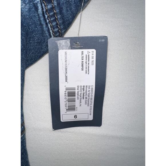 Universal Thread Romper Womens 6 Blue Denim Halter Button Front Medium Wash - Picture 4 of 8